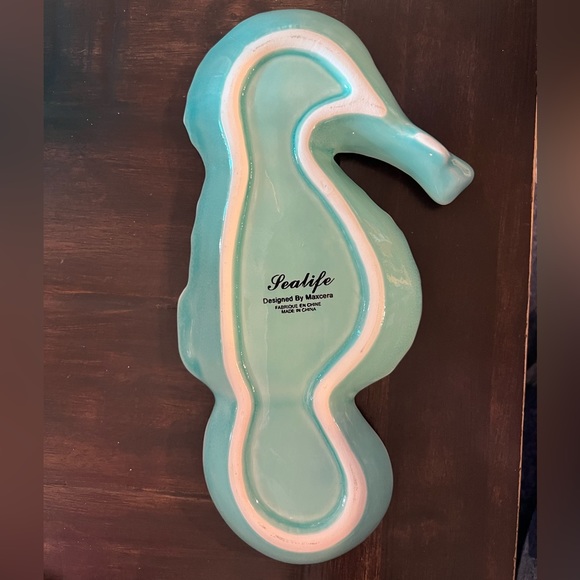 Teal Ceramic Sea Horse Jewelry/Trinket Dish - Picture 2 of 3